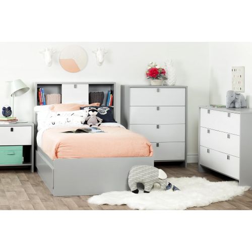  South Shore Cookie 6-Drawer Double Dresser, Soft Gray and Pure White