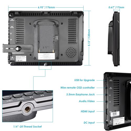 니워 Neewer NW-760 7 inches Full HD 1920x1200 IPS Screen Camera Field Monitor Kit for Sony Canon Nikon Olympus Pentax Panasonic,Include NW-760 Monitor,Magic Arm,USB Battery Charger,F550
