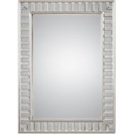 My Swanky Home Dazzling Tiled Silver Wall Mirror | Vanity Framed Solid Wood Elegant