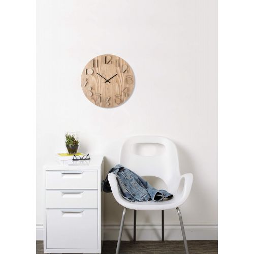  Umbra Shadow Wall Clock, Decorative Wooden Wall Clock, Made from Natural Wood, Doubles as Wall Decor, (16¼ inch Diameter)