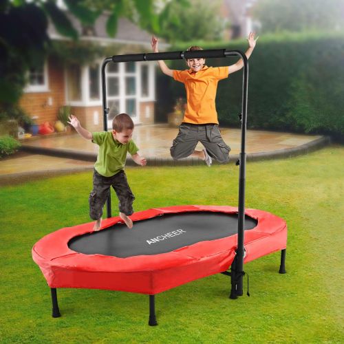  ANCHEER Trampoline, Mini Rebounder Trampoline with Adjustable Handle for Two Kids, Parent-Child Twins Trampoline
