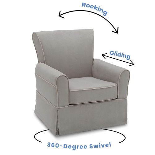  Delta Furniture Delta Children Benbridge Glider Swivel Rocker Chair, Dove Grey with Soft Grey Welt
