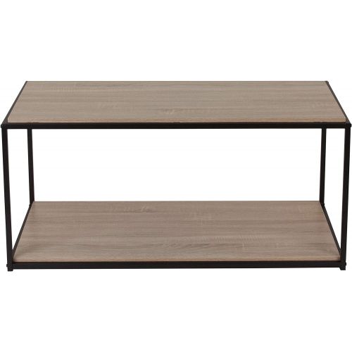  Flash Furniture Midtown Collection Sonoma Oak Wood Grain Finish Coffee Table with Black Metal Frame