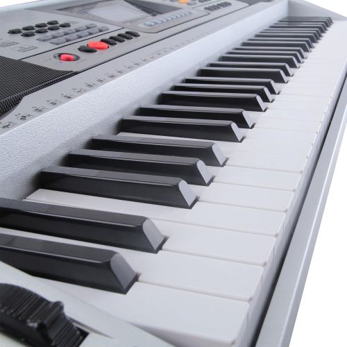  Alek...Shop 61 Key Classic Electronic Keyboard Piano Organ Portable Electric Music Digital LCD, Silver