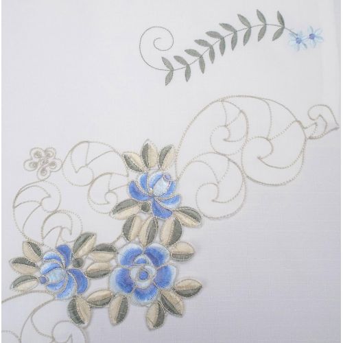  Todays Curtain Verona Reverse Embroidery Window Swag, 38-Inch, WhiteBlue