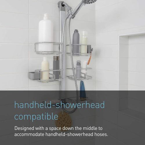 심플휴먼 Simplehuman simplehuman Adjustable Shower Caddy Plus, Stainless Steel + Anodized Aluminum