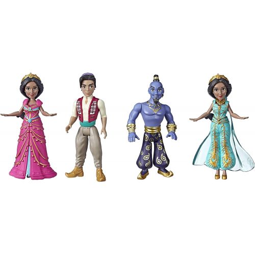  Set of 4 Disney Collectible Figures Inspired by Disneys Aladdin Live-Action Movie - Princess Jasmine in Pink Dress, Aladdin, Genie and Princess Jasmine in Teal Dress, Toy for Kids