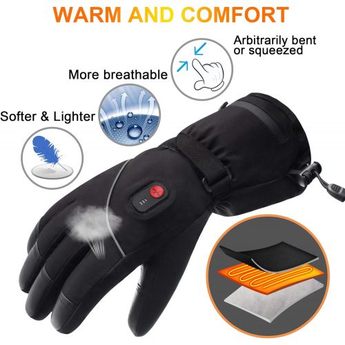  [아마존핫딜][아마존 핫딜] Autocastle Men Women Electric Heated GlovesTouchscreen Heating Gloves with 2200mAh Li-Po Battery,Heat Insulated Thermal Gloves for Climbing Hiking Skiing,3 Heat,Hand Warmer,Black (