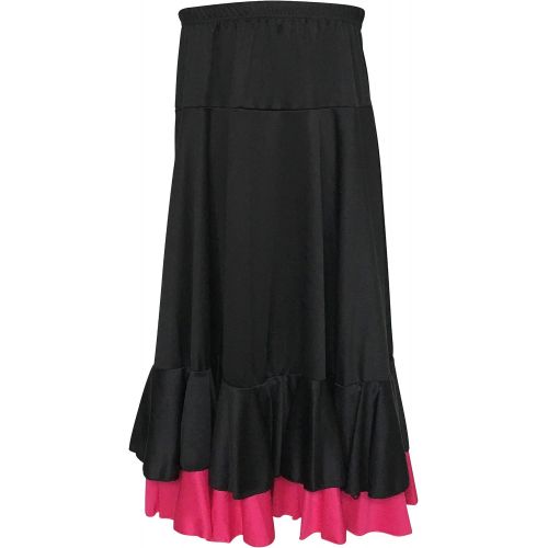  La Senorita La Seorita Spanish Flamenco Skirt Children Black Pink 2 Volants