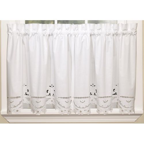  Todays Curtain Imperial Classic Drawn Cutwork Window Tier, 30-Inch, White