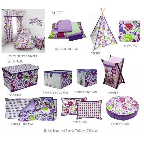  Bacati Botanical Girls 10-Piece Nursery-in-A-Bag Crib Bedding Set with Long Rail Guard, Purple