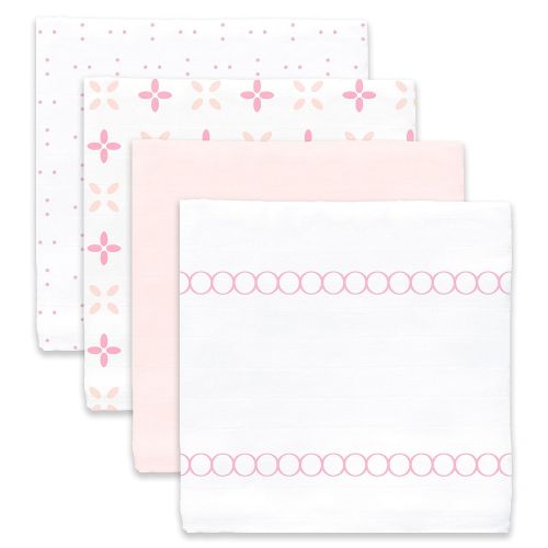  Amazing Baby Muslin Swaddle Blankets, Set of 4, Premium Cotton, Love You Forever, Pink
