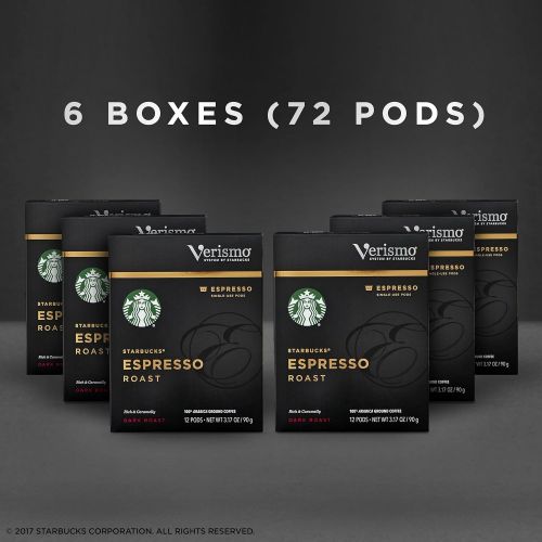스타벅스 Starbucks Verismo Espresso Roast Espresso Single Serve Verismo Pods, Dark Roast, 6 boxes of 12 (72 total Verismo pods)