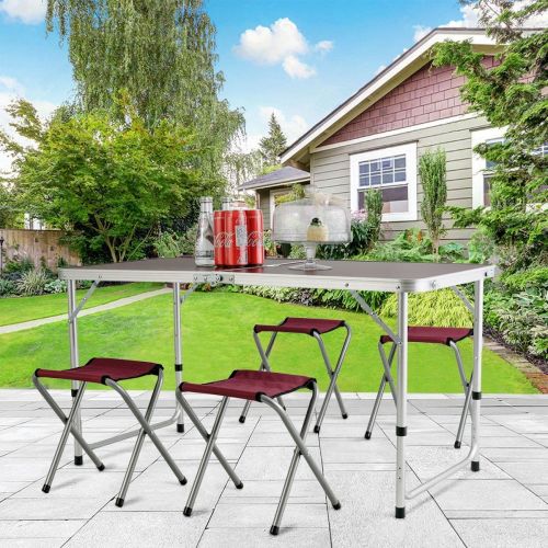  Aluminum Folding Camping Table with 4 Chairs 4 Bbq Picnic Dining 4pcs Set Fishing Yard CHOOSEandBUY