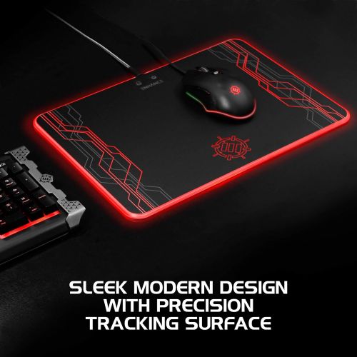  ENHANCE Extra Large LED Gaming Mouse Pad - Hard XXL Desk Mat with 7 RGB Color Modes, High Speed Tracking Surface, Recessed Lighting Controls & Transparent Decals - Extended Pad (29