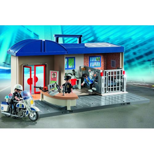 플레이모빌 PLAYMOBIL Playmobil City Action Playset Bundle with Take Along Fire Station Playset and Take Along Police Station Playset