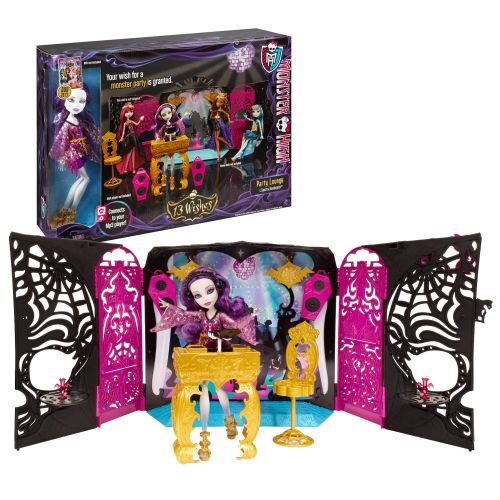마텔 Mattel Year 2013 Monster High 13 Wishes Series 11 Inch Doll Playset - PARTY LOUNGE with DJ Table, Speakers, Chair, MP3 Connector with Built In Speaker and Spectra Vondergeist Doll