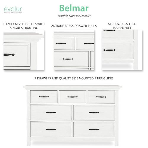  Evolur Belmar Double Dresser, Weathered White