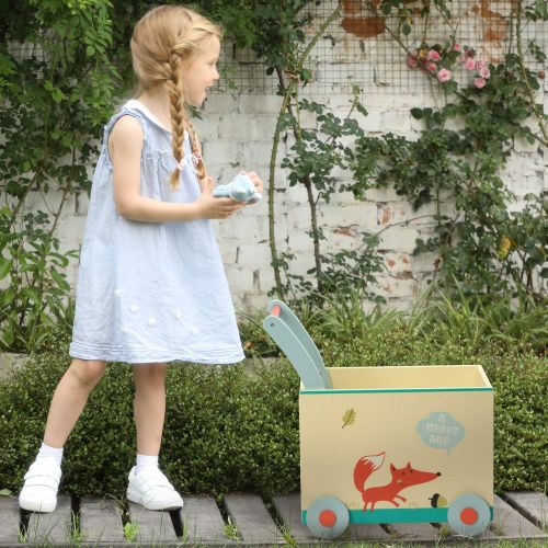  Labebe Baby Walker with Wheel, White Fox Printed Wooden Push Toy, 2-in-1 Wooden Activity Walker for Baby 1-3 Years, Baby WagonInfant Baby Walker WagonBaby Learning WalkerPush Pu