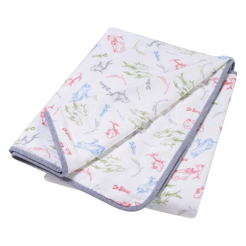  Trend Lab Dr. Seuss New Fish Luxe Muslin Blanket, Red/Blue/Green/Gray/White
