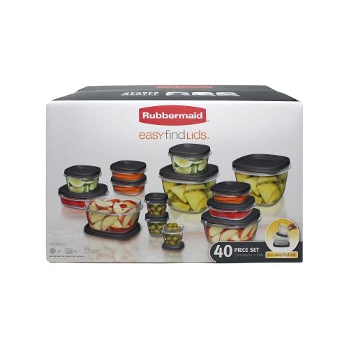  Rubbermaid Easy Find Lid 40-Piece Food Storage Container Set, Grey