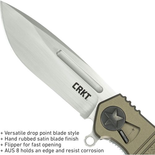 컬럼비아 Columbia River Knife & Tool CRKT Homefront EDC Folding Pocket Knife Take Apart Field Strip, Stone Washed Blade, Flipper Open, Locking Liner, Nylon Handle, Deep Carry Pocket Clip K250KXP