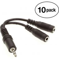 InstallerParts (100 Pack) 3.5mm Male to 2 x 3.5mm Female Audio Extension Cable (4 Inches) - Speaker and Headphone Splitter - Compatible with iPhone, Android, Mac, PC, iPad and More