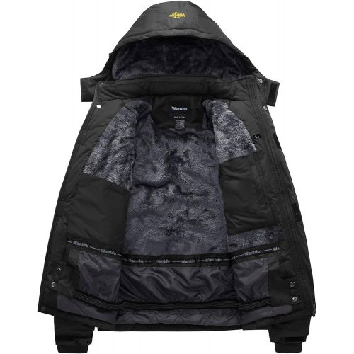  [아마존핫딜][아마존 핫딜] Wantdo Mens Waterproof Mountain Jacket Fleece Windproof Ski Jacket US XL Black XL