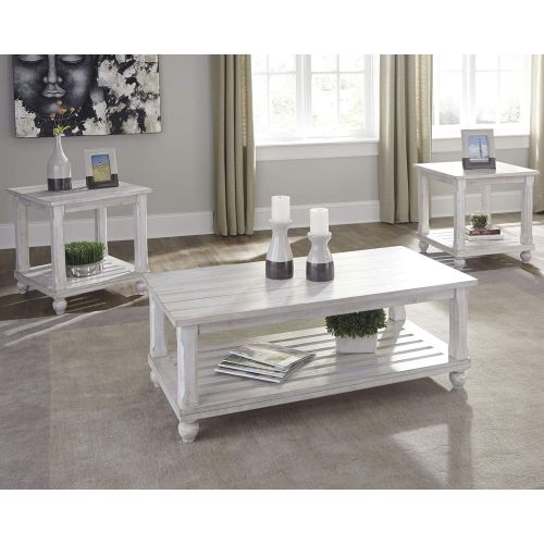  Signature Design by Ashley Ashley Furniture Signature Design - Cloudhurst Contemporary 3-Piece Table Set - Includes Cocktail Table & Two End Tables - White