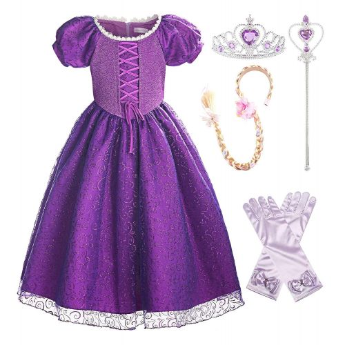  ReliBeauty Girls Princess Tangled Rapunzel Lace up Dress Costume
