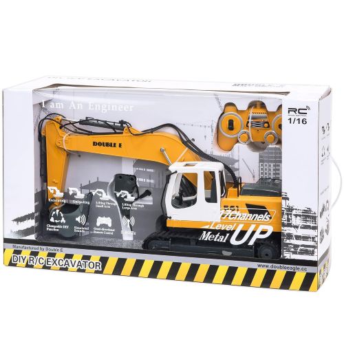  BEST CHOICE PRODUCTS Best Choice Products 116 Scale 17-Channel Rechargeable RC Excavator Construction Truck w Shovel, Drill, Grasp - Yellow
