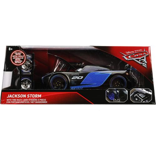 자다 Jada Disney Cars 3 Die Cast Jackson Storm Tire Rack Edition 1:24 Scale