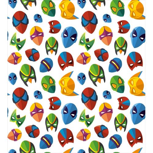  Ambesonne Superhero Duvet Cover Set Queen Size, Legendary Cartoon Character Masks Flash Batman Spider-Man Comic Costume Print, Decorative 3 Piece Bedding Set with 2 Pillow Shams, M