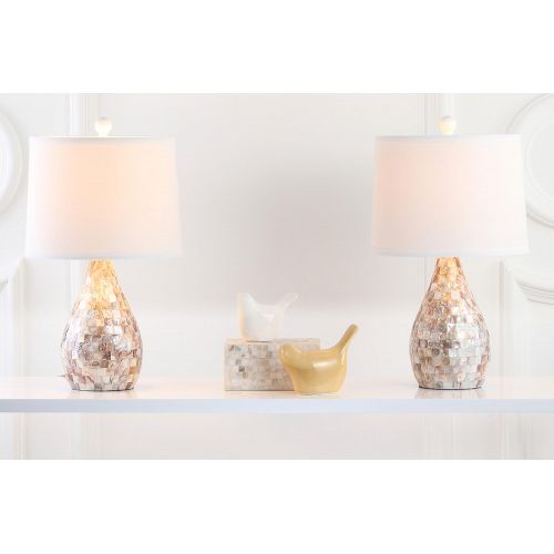  Safavieh Lighting Collection Lauralie Cream Capiz Shell 20.5-inch Table Lamp (Set of 2)