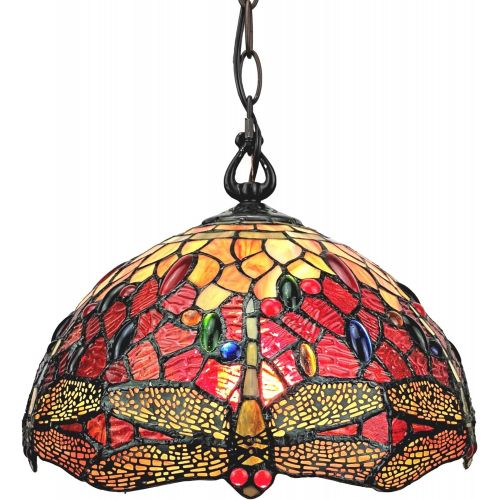  Amora Lighting AM1034HL14 Tiffany Style Stained Glass Hanging Lamp Ceiling Fixture