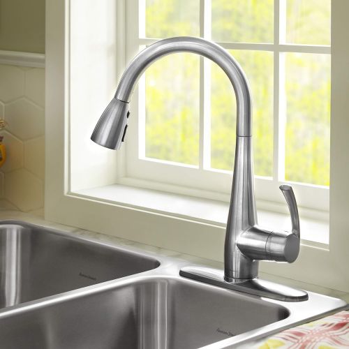  Visit the American Standard Store American Standard 4433300.075 Quince 1-Handle Pull Down High-Arc Kitchen Faucet, 1.5 GPM, Stainless Steel