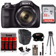 Sony DSCH300B Digital Camera with DSLR Holster Bag and 32GB SD Card Bundle (Black)
