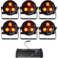 6) Chauvet DJ FXPar 3 RGB+UV SMD LED Par Can Wash Lights wStrobe+DMX Controller