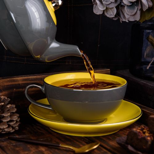  Artvigor, Porzellan Kaffeekanne mit Kaffeetasse und Untertasse, 3-teilig Tee Kaffee Set in Geschenkverpackung