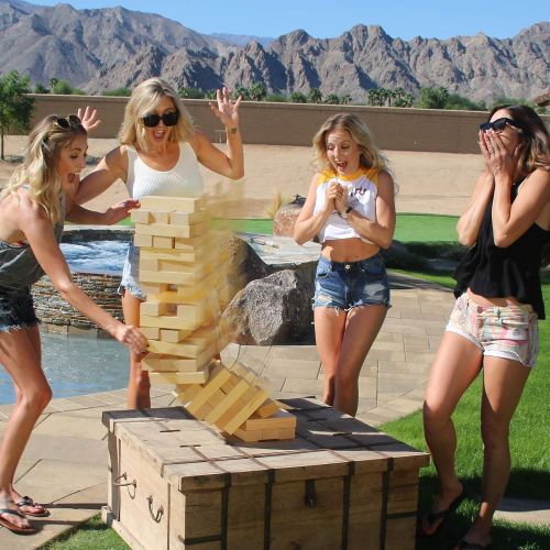  GoSports Giant Wooden Toppling Tower (stacks to 5+ feet) | Includes Bonus Rules with Gameboard | Made from Premium Pine Blocks