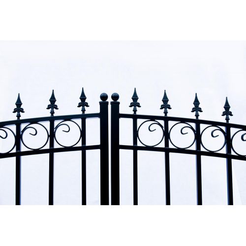  ALEKO DG14PRAD Prague Style Single Swing Galvanized Steel Driveway Security Gate 14 x 6 Feet Black