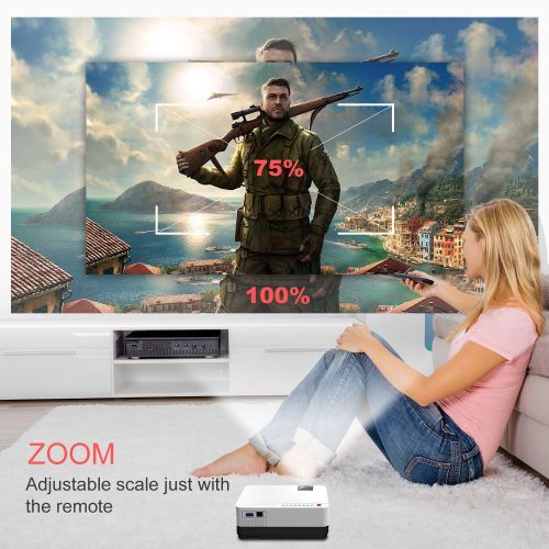  ARTlii HD Projector, Artlii Portable Movie Projector LCD Home Theater Projector with 2800 Lumen, 1080P Support LED Projector with Zooming, Dolby Stereo 2 HDMI USB VGA for Movie,Video Game