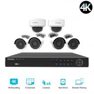 LaView 1080P 2MP IP 6 Camera Security System, 8 Channel IP PoE HDMI NVR (Resolution 1080P) 2TB HDD 4 Dome & 2 Bullet Hi-Res Weatherpoof White Surveillance Camera Kit