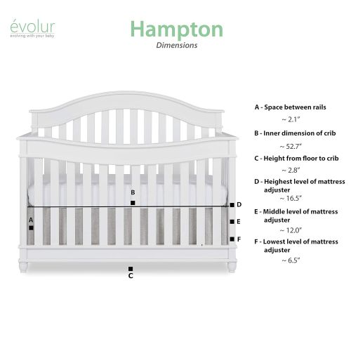  Evolur Hampton Parkland 5 in 1 LifeStyle Convertible Crib