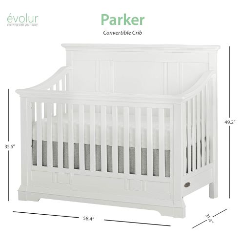  Evolur Parker 5 in 1 Convertible Crib, Winter White