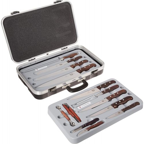  Victorinox 7-Piece Rosewood Handle Cutlery Set with Black Canvas Knife Roll