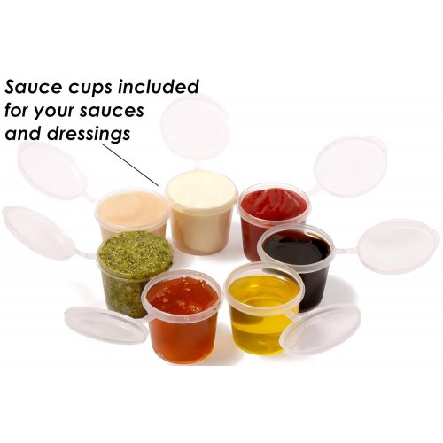  Chef Fresh Packs 14-Pack 3 Compartment Meal Prep Containers with Lids, 1oz Leak Proof Sauce Cups & Labels Set. Microwave & Dishwasher Safe, BPA Free, Portion Control Bento Lunch Box Food Containers