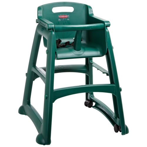  Rubbermaid Commercial Products Sturdy High-Chair for Child/Baby/Toddler, Pre-Assembled with Wheels, Dark Green (FG780508DGRN)