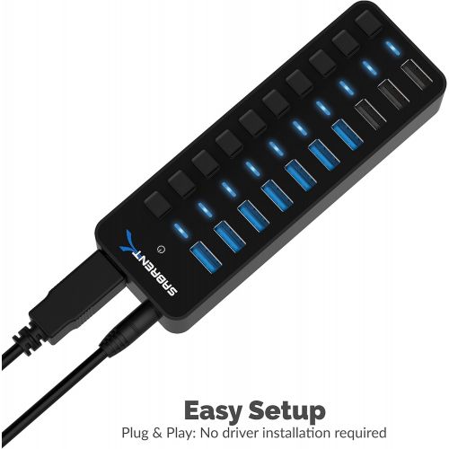  [아마존 핫딜]  [아마존핫딜]Sabrent USB Hub 60W 7-Port USB 3.0 Hub + 3 intelligente Ladeanschluesse mit individuellen Netzschaltern und LEDs inklusive 60W 12V / 5A Netzteil (HB-B7C3)