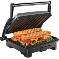 Chefman Panini Press Grill and Gourmet Sandwich Maker, Non-Stick Coated Plates, Opens Stainless Steel Surface and Removable Drip Tray, 4 Slice